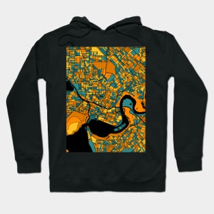 Perth Map Pattern in Orange & Teal Hoodie